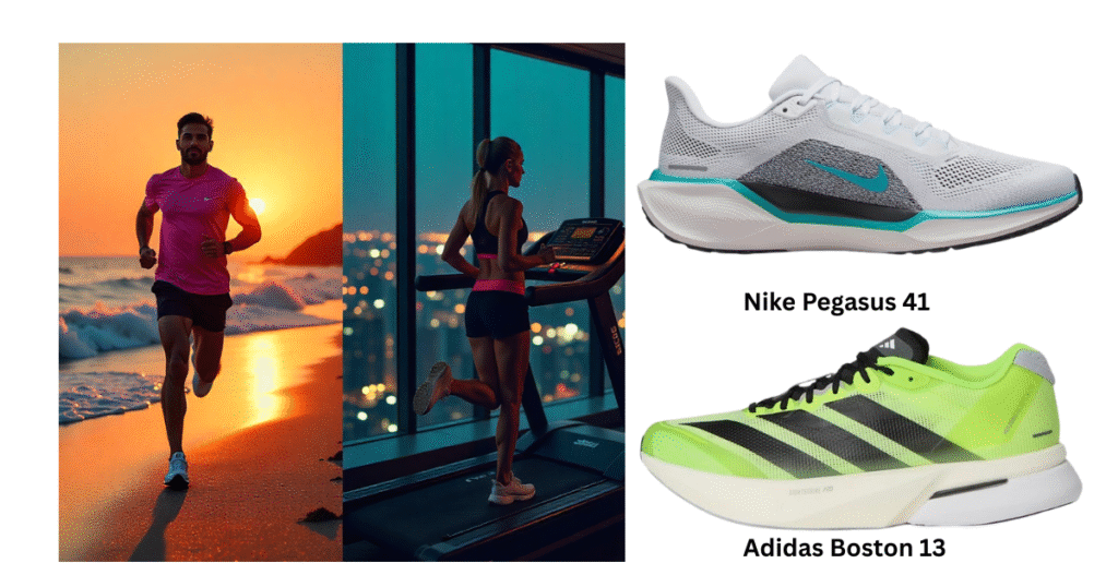 Nike vs Adidas Running Shoes -Which Brand Wins in 2025? I “Runner in Nike Pegasus 41 vs runner in Adidas Adizero Boston 13”
