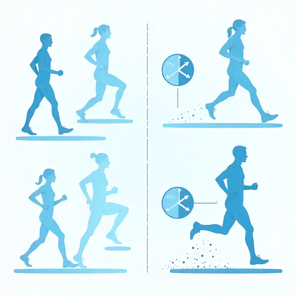 Running shoes Vs Walking shoes I Infographic comparing walking and running gait cycles for running shoes vs walking shoes guide